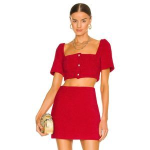 SAU LEE Alice Crop Top in Red Size 2 REVOLVE MSRP $250